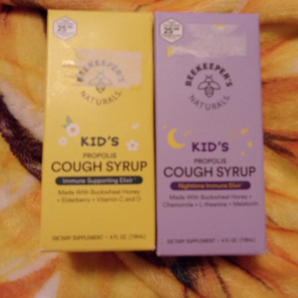 New Beekeepers Naturals Immune & Nighttime kids cough syrup